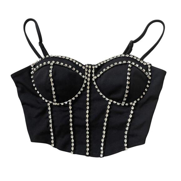 Julia by Love I Rhinestone Bustier Top M | Corset Crop, Padded, Party, Glam Y2K - Picture 1 of 8